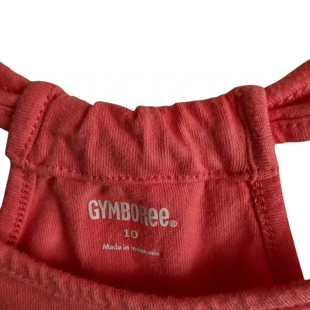 Gymboree Dog Graphic Tank Top Ruffle Hem Sleeveless Coral Size 10